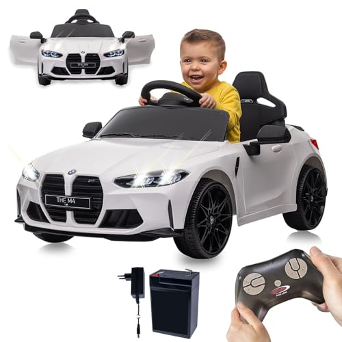 JAMARA 461865 Ride-on BMW M4 2,4GHz Li-Power 12.6, Elektroauto für Kinder ab 3 Jahre, Kinderauto elektrisch, Electric Sitzer, Geschenkidee Kids, Licht, Tragegriff, 2 Gang, Hupe