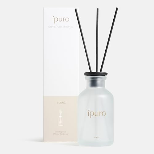ipuro Classic Raumduft mit Stäbchen BLANC 240ml - Raumerfrischer mit Geranie, Minze & Sandelholz - Frischer Sommerregen Duft - Diffuser mit Stäbchen - Eleganter Lufterfrischer für die Wohnung