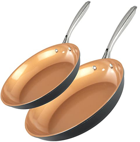 GOTHAM STEEL 1419 Pro Poêle en aluminium anodisé dur et antiadhésive Passe au lave-vaisselle 9,75+29,3 Marron