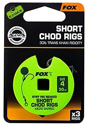 FOX Edge Armapoint Stiff Rig beaked Chod rigs x 3 25b sz8 Short Barbless