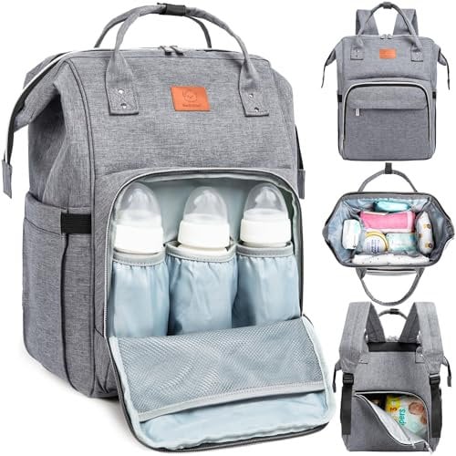 KeaBabies Wickeltasche Rucksack - Große wasserdichte Reise-Baby-Taschen (Classic Gray)
