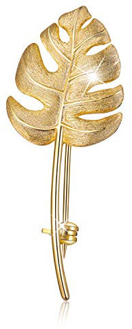✦ Weihnachtsgeschenke für Frauen ✦Springlight S925 Sterling Silber Damen Broschen Monstera Leaves Brosche Geschenke für Frauen, Handgemachter Einzigartiger Schmuck. (Gold)