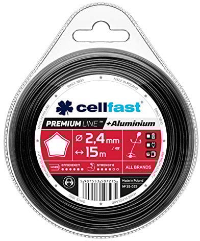 Cellfast Filo Da Taglio Fil De Débroussailleuse Renforcé Per Decespugliatori E Tagliaerba Filo Per Decespugliatore Premium Stella 2,4 mm 15 m