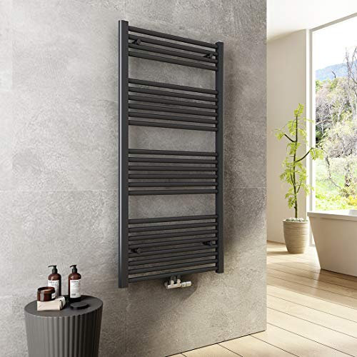Heilmetz Handtuchtrockner 120 x 60 cm Heizkörper 598 Watt Leistung Antrazit Bad-Heizkörper Bad Mittelanschluss Heizung Handtuchheizkörper