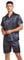 Men's Short Sleeve Satin Pyjama Set with Shorts (Blue Golden, Medium)