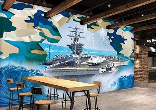 XiuTaiLtd Fototapete 3D Tapete Wallpaper Camouflage Carrier Sea Seiden Tapete Wandtapete Wandbild Wand Schlafzimmer Wohnzimmer Büro Flur Wanddekoration -150x105 CM