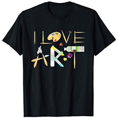 Cadeau Pour Peintre I Love Art Pinceau Palette Dessinateur T-Shirt