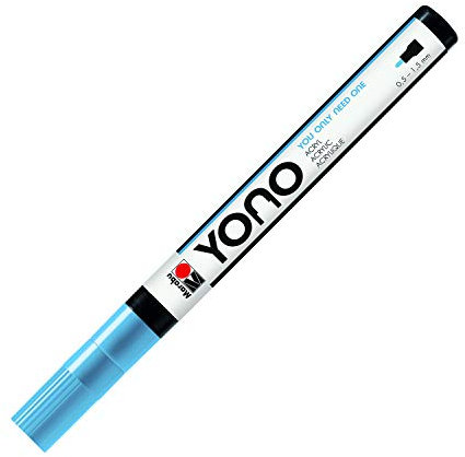Marabu 12400101256 - YONO Marker, Pastellblau 256, vielseitiger Acrylstift mit feiner japanischer Rundspitze 0,5 - 1,5 mm, wasserbasiert, lichtecht und wasserfest, für nahezu alle Untergründe