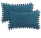CaliTime Dekokissenbezüge 2er Pack Kuschelige, fest gefärbte, weiche Chenille-Kissenbezüge mit Pom Poms für Couch Sofa Dekoration 30cm x 50cm Ozeanblau