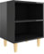 vidaXL Table de Chevet avec Pieds en Bois, Armoire de Lit, Table de Nuit, Meuble de Chambre à Coucher Maison Intérieur, Industriel, Noir Brillant