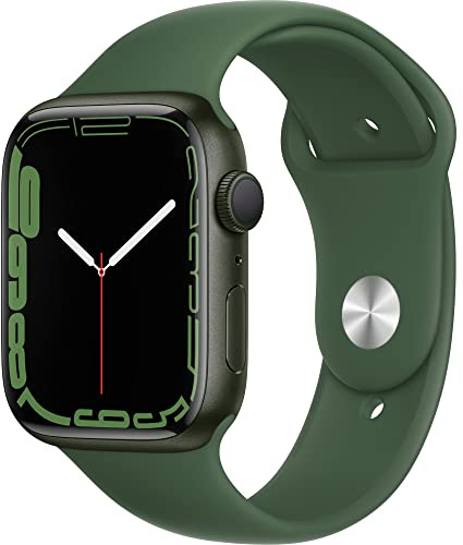 Apple Watch Series 7 (GPS, 45mm) Smartwatch - Aluminiumgehäuse Grün, Sportarmband Klee - Regular. Fitnesstracker, Blutsauerstoff und EKGApps, Always-On Retina Display, Wasserschutz