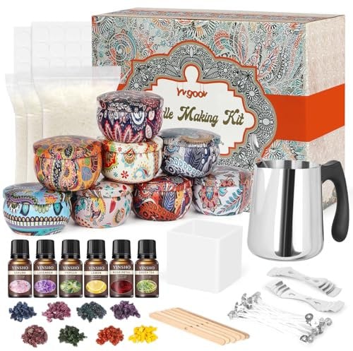 Yvgoov Kerzen selber Machen Set Kerzen Gießen Set Kerzenherstellung Set Candle Making Kit Sojawachs, Duftöle diy set bastelset erwachsene als Frauen Geschenk