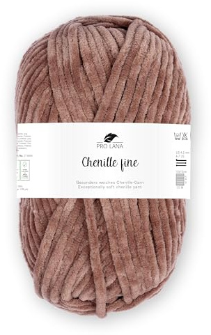 Pro Lana Chenille fine 50 g/100 m NS 5-6 100% Polyester, samtig weiche und stabile Chenille Wolle, Babywolle, Oeko-Tex zertifiziert, schadstofffrei (hellbraun)