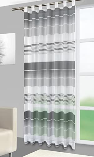 Clever-Kauf-24 Schlaufenschal Iris Streifen schwarz/weiß Gardine Vorhang BxH 140x245cm Schal