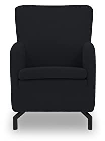 DOMO. collection Sessel Franca, Polstersessel mit hoher Rückenlehne und Metallfüßen, Einzelsessel, Armsessel 68 x 82 x 93 cm (BxTxH), schwarz
