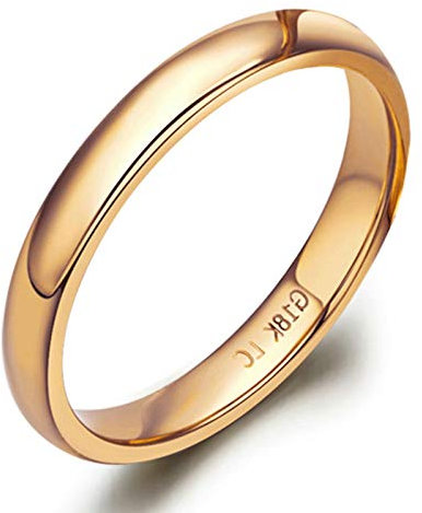 Gualiy Gold 18 Karat Ring, Gelbgold Ring Damen 750 Schlicht Poliert Gold Ring Breit 2.3mm Eheringe Freundschaftsringe Ringe Größe 65 (20.7)