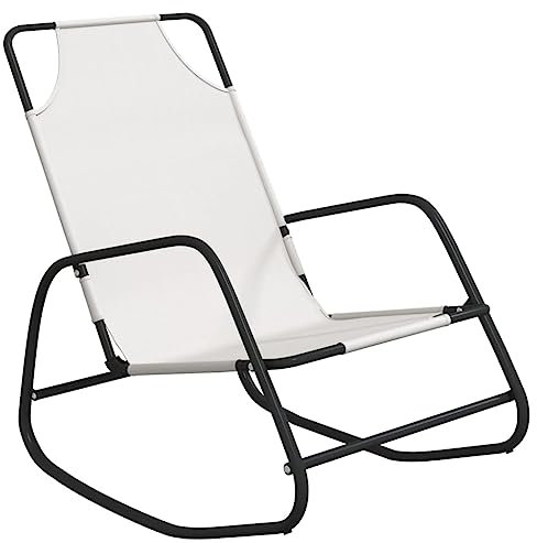 vidaXL Schaukelliege Schaukelstuhl Sonnenliege Gartenliege Liegestuhl Relaxliege Swing Liege Camping Relaxstuhl Creme Stahl Textilene