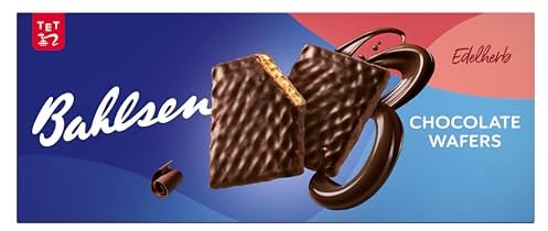 Bahlsen Chocolate Wafers Edelherb - Schokowaffeln, 100g | Zarte Waffelschichten mit intensiver dunkler Schokolade – knackig im Biss & reichhaltig, ideal zur Kaffeepause für Genießer