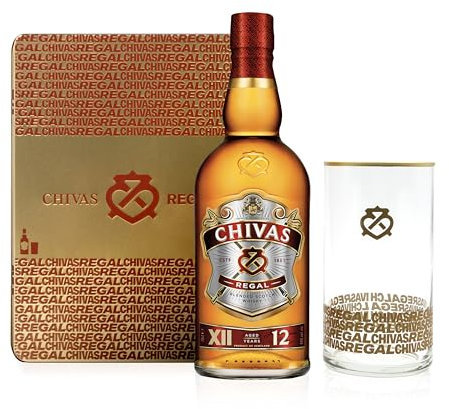 Chivas Regal 12 años Whisky Escocés de Mezcla con Lata y vaso de regalo - 700 ml