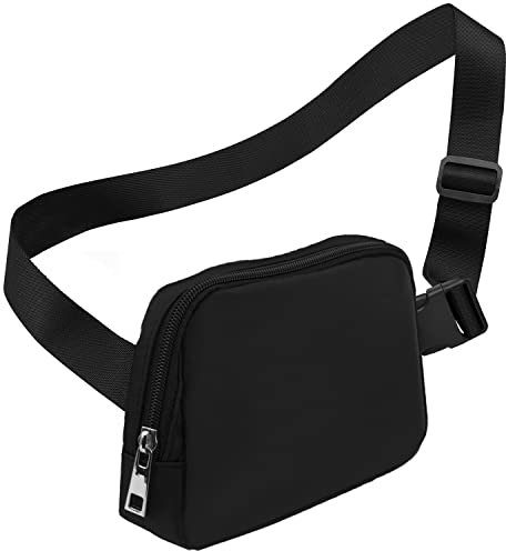 Favuit Bauchtasche Damen Gürteltasche Herren, Sport Hüfttasche Mode Klein Unisex Gurttasche Verstellbarer Hip Bum Waist Fanny Pack für Reise Laufen Wandern Radfahren Camping (Schwarz)