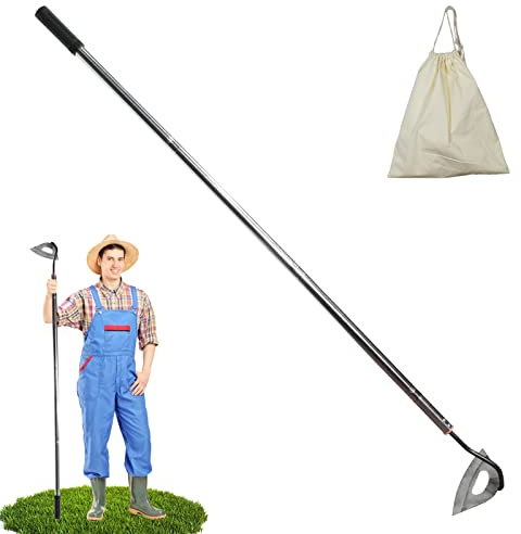 HRADHOL Utensile da Giardino in Acciaio, Zappa Cava temprata, Robusta Zappa con Manico Regolabile di 140 cm, diserbo, Piante da Fattoria (1 Confezione di Manico Lungo)