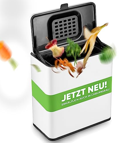 equipps Bio Mülleimer 6L | Komposteimer Küche für Bio Müll & Co | Mülleimer mit Geruchsfilter | Komposter für Abfall & Recycling | Biomülleimer Küche klein (Weiß matt 6l)