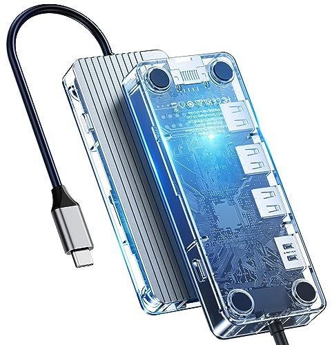 Docking Station USB C ORICO, adattatore per laptop 6 in 1 con 4K HDMI, ricarica PD 100W, RJ45, USB C e 3 porte dati USB A Docking Station, adatto per MacBook Pro/Air/Dell/Lenovo, ecc
