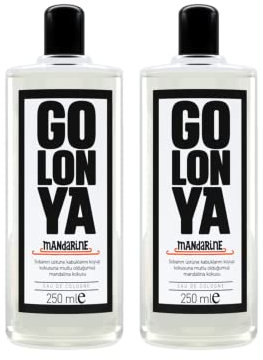 Golonya - MANDARIN - Dos Botellas de agua de colonia, Kolonya 2x250 ml - Refrescante - Intenso - Aroma Mandarina - Perfume unisex que dura mucho tiempo