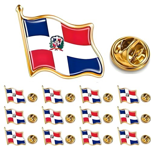 12/25/50 pines de solapa de bandera dominicana de metal pequeño para chaqueta de traje, pines de bandera dominicana a granel