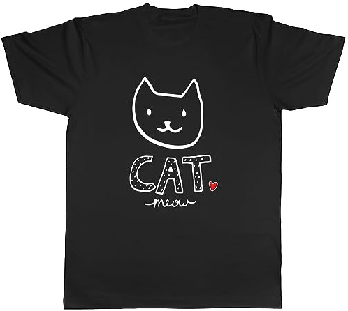 Shopagift Cat Meow Mens T-Shirt Pet Kitten Cat Lover Tee Gift