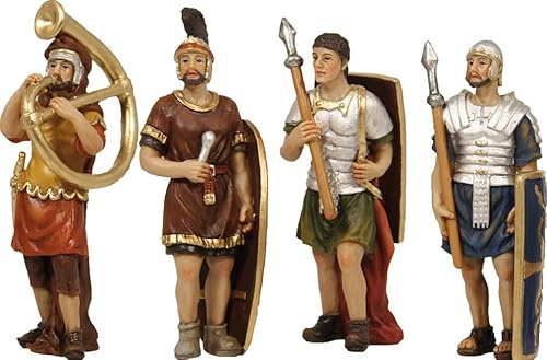 FADEDA 4X Passionsfiguren: 4 Soldaten/Höhe:9 cm/handbemalt/detailgetreue Krippen Figuren - Weihnachten Tisch Dekoration Krippe Zubehör