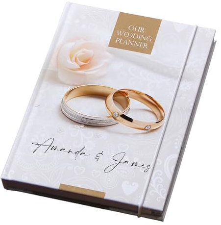 Personalised Wedding Planner Book Engagement Gift With Roses and Rings