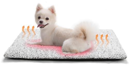 MORA PETS Self Heating Cat Bed Heated Cat Blanket Self Warming Pet Pad & Mat with Removable Cover Non-Slip Bottom Washable - 74 x 47cm