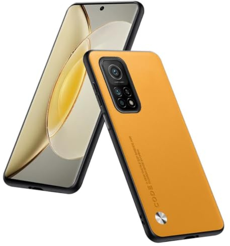 HULLIN Handyhülle Kompatibel Mit Xiaomi MI 10T 5G / Xiaomi MI 10T Pro 5G (6.67), Schutzhülle Aus PU-Leder - Gelb