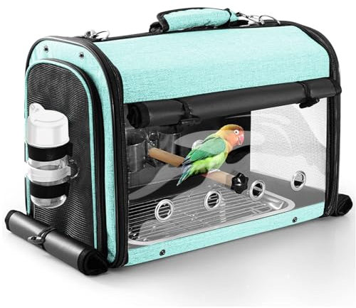 Suertree Transportbehälter für Vögel, Vogel Tragetasche Vogel Reisekäfig mit Ständer, Leichter Rucksack für Papagei, tragbare Vogel Reisetasche, Haustier transparente atmungsaktive Reisekäfig