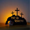 Jxueych Osterdekoration He is Risen, Metall, Oster-Auferstehungsszene mit Kreuz und leerem Grab – religiöse Dekoration für Zuhause, Büro, Tischdekoration