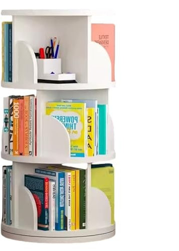 Drehbares Bücherregal 3/4/5/6 Etagen Rundes, Bodenstehendes Bücherregal, Drehbares Eckregal Für Zuhause, Wohnzimmer, Schlafzimmer (Color : Weiß, S : 46 * 95cm)
