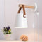 ELINKUME Wandleuchte mit Schalter und Stecker,Moderne Dekorative LED-Wandlampe aus Holz und Leder,E27 Runde Eimer Loft-Stil Wandleuchten mit Hölzernen Halterung Für Schlafzimmer,Büros,Flure(weiß)