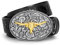 SANSTHS Western Cowboy Gürtel für Herren Damen, Western Leder Gürtel Bull Buckle Belt Geprägter Ledergürtel für Jeans, Schwarz/Goldene Bullenschnalle