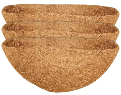 3 Stück Kokoseinlage Kokos-Einlage Natur Kokosfaser-Ersatz-Futter Kokoseinlage Hängekorb Pflanzeinsatz Für Hängemapeln Kokoseinlage Kokosmatte Hängekorb Kokos Ersatzeinlage Hanging Basket Für Garten
