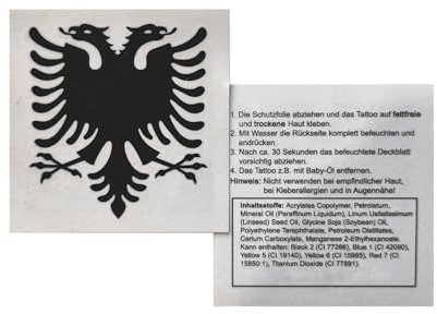 5 x Adler Albanien Tattoo in schwarz - EM 2024 Fanartikel - Albania Tattoos (5)