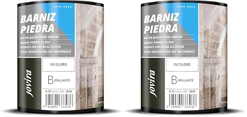 JOVIRA PINTURAS Vernice Pietra a base d'acqua, vernice per supporti in pietra e minerali. (750 Millilitri, Lucido). E-18 (Confezione da 2)