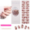 NICENEEDED 22 Pcs Brown Gel Nail Polish Strips, Butterfly Self-adhesive Nail Wrap UV Gel Polish Full Nail Wraps, Salon DIY Nail Wrap for Women Nail Art Manicure Design