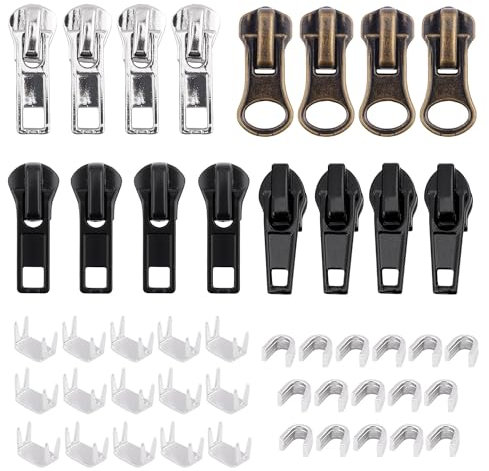 61 Stück Reissverschluss Reparatur Set Reissverschluss Reparatur Set Zipper Repair Kit Reisverschluss-Reparaturset Reisverschlußzipper Set Ersatz Zipper für Reißverschlüsse für Jacken, Taschen