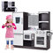 HOMASIS Cocina Infantil de Madera Con Estufa, Horno, Frigoríficos, Microondas, Fregadero y Grifo - Juguete Grande Con Accesorios Para Niños