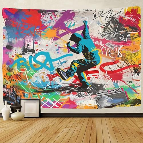 TIICZAAKL Tapisserie Bunte Graffiti Wandteppiche Wandbehang 3D-Druck Wandtuch Gobelin Tapestry Raumdekoration Für Wohnzimmer,Schlafzimmer,Wohnheim,Party Hintergrund Dekor 180cmx230cm