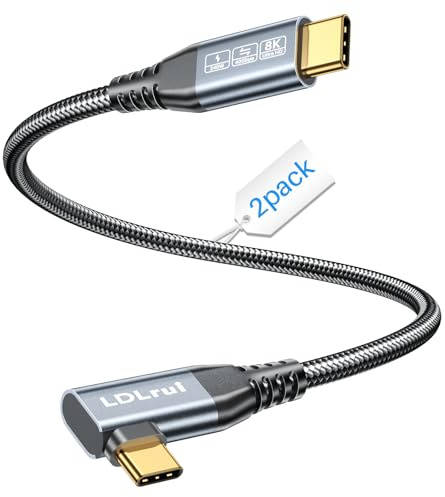 USB-C-auf-USB-C-Display-Kabel, 8K @ 60Hz/4K @ 144Hz, rechtwinkliges USB-C-Videokabel, 40 Gbit/s USB C Hochgeschwindigkeits-Datenübertragung, 240 W Schnellladung für iPhone 16, MacBook Pro, iPad,