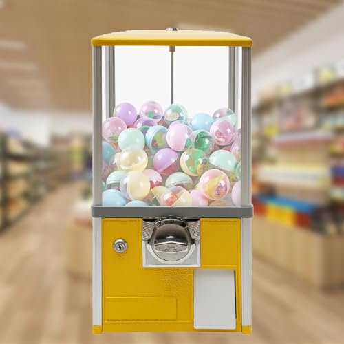 Distributeur automatique avec fente pour pièces de monnaie, machine à chewing-gum transparente, distributeur de bonbons, machine à capsules automatique pour magasins de détail, pour la maison(Yellow,1