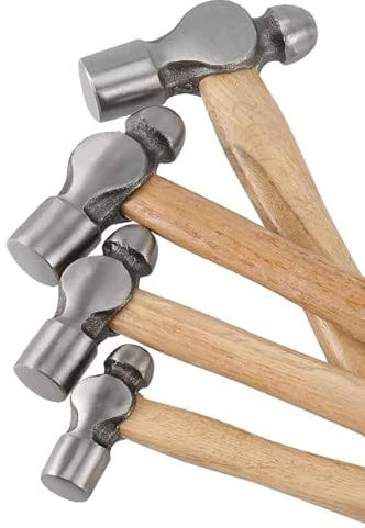 ZEONHAK 5 PCS Ball Peen Hammer, 8 OZ,16 OZ, 24 OZ, 32 OZ, 48 OZ Ball Peen Hammer Set with Wooden Handle and Non-Slip Shock Absorbing Grip for Metal Rivetc