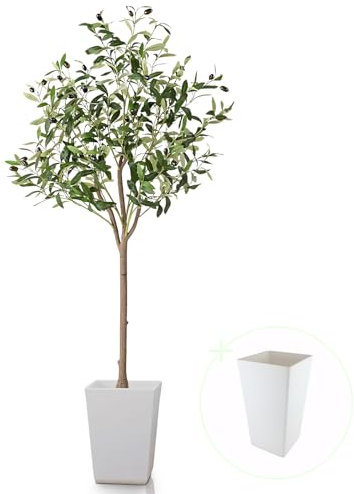 INSANYJ Olivier Artificiel 180cm, Plantes Artificielles Interieur Extérieur, Fausse Plante Verte Décoration, Grande Plante Artificielle pour la Maison, Salon, Chambre, Bureau, Jardin